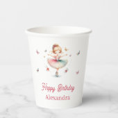 ピンクガールかわいらしバレリーナ誕生日パーティー 紙コップ (正面)