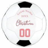 ピンクガールの名前番号チーム年 サッカーボール (正面)