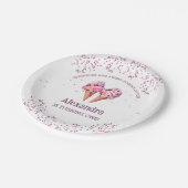 ピンクガールアイスクリーム1st誕生日パーティー ペーパープレート (アングル)