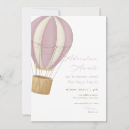 ピンクガールアドベンチャーアウェイズベビーシャワー招待状 招待状