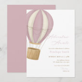 ピンクガールアドベンチャー到来!ベビーシャワー招待状 招待状 (正面/裏面)