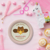 ピンクガールカウボーイワイルドウエストウェスタンバースデーパーティー ペーパープレート (パーティー)