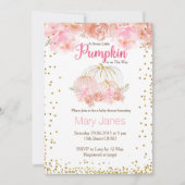 ピンクガールカボチャのベビーシャワー水彩 招待状 (正面)