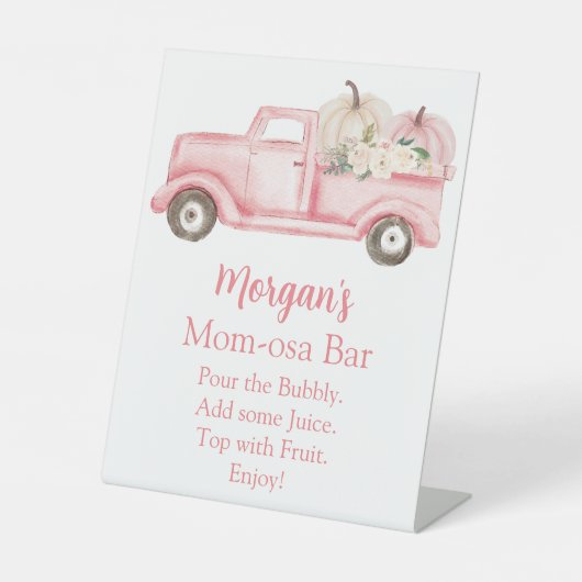 ピンクガールカボチャ赤ちゃんシャワーママモサバー 台座サイン (正面)