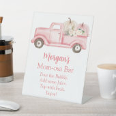 ピンクガールカボチャ赤ちゃんシャワーママモサバー 台座サイン (インサイチュ)