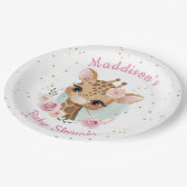 ピンクガールキリンベイビーシャワー紙プレート ペーパープレート (アングル)