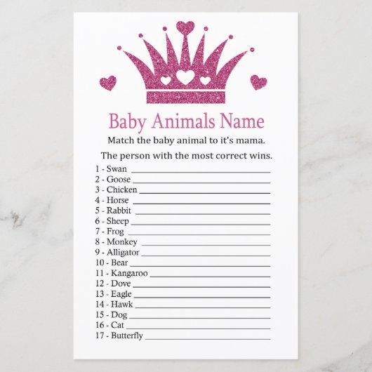 ピンクガールクラウン赤ちゃん動物名ゲーム (正面)