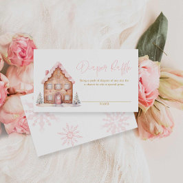 ピンクガールクリスマスおむつラッフルチケット エンクロージャーカード