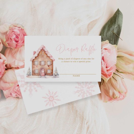 ピンクガールクリスマスおむつラッフルチケット エンクロージャーカード