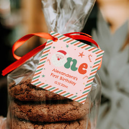 ピンクガールクリスマス1st誕生日パーティー フェイバータグ