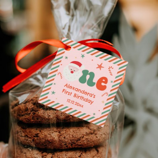 ピンクガールクリスマス1st誕生日パーティー フェイバータグ