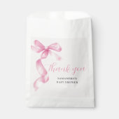 ピンクガールコケット弓赤ちゃんシャワーありがとう フェイバーバッグ (正面)