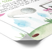 ピンクガールゴルフ誕生日タイムカプセルサイン ポスター (角)