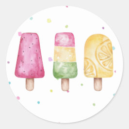 ピンクガールサマーポップシクル誕生日封筒用シール ラウンドシール