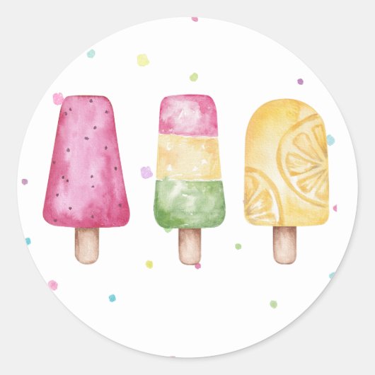 ピンクガールサマー ポップシクル 誕生日 封筒シール ラウンドシール (正面)