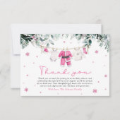 ピンクガールサンタベビークリスマスベビーシャワー サンキューカード (正面)