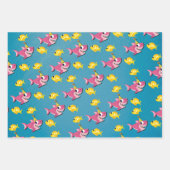 ピンクガールシャークベビー誕生日 ラッピングペーパーシート (正面3)