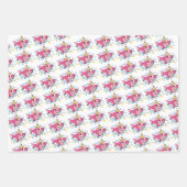 ピンクガールシャークベビー誕生日 ラッピングペーパーシート (正面2)