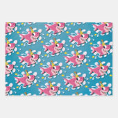 ピンクガールシャークベビー誕生日 ラッピングペーパーシート (正面)