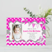 ピンクガールスケートパーティー誕生日招待状 招待状 (スタンド正面)