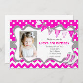 ピンクガールスケートパーティー誕生日招待状 招待状 (正面/裏面)
