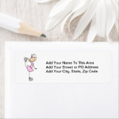 ピンクガールスティックフィギュアアイススケーター ラベル (インサイチュ)