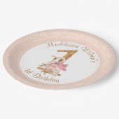 ピンクガールスワン第1誕生日紙プレート ペーパープレート (アングル)