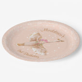 ピンクガールスワン誕生日ベビーシャワー紙プレート ペーパープレート (アングル)