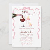 ピンクガールズの「sip and see」ベビーシャワー招待状 招待状 (正面)