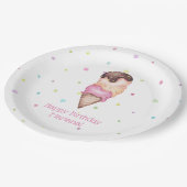 ピンクガールズアイスクリームバースデーパーティー ペーパープレート (アングル)