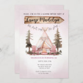 ピンクガールズグランプザスターズ子供の誕生日 招待状 (正面/裏面)