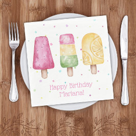ピンクガールズサマーポップシクル誕生日パーティー スタンダードランチョンナプキン