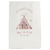 ピンクガールズテントスリーバースランバーバースデーパーティー ミディアムペーパーバッグ (裏面)