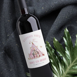 ピンクガールズテントスリーバースランバーバースデーパーティー ワインラベル