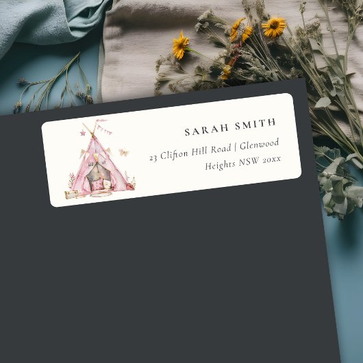 ピンクガールズテントスリーパースランバーパーティーアドレス ラベル