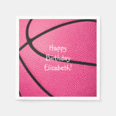 ピンクガールズバスケットボールの誕生日またはチームのパーティー スタンダードカクテルナプキン (正面)