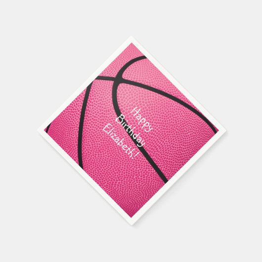ピンクガールズバスケットボールの誕生日またはチームのパーティー スタンダードカクテルナプキン (角)