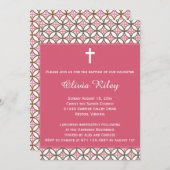 ピンクガールズバプティスマ《キリスト教》洗礼式や命名式招待状 招待状 (正面/裏面)