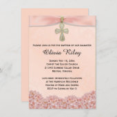 ピンクガールズバプテスマ《キリスト教》洗礼式や命名式招待状 招待状 (正面/裏面)