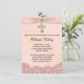 ピンクガールズバプテスマ《キリスト教》洗礼式や命名式招待状 招待状 (スタンド正面)