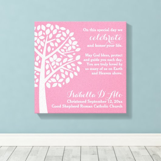 ピンクガールズバプテスマ《キリスト教》洗礼式や命名式祈りの言葉賛美ズ キャンバスプリント (インサイチュ (ウッドフロア))