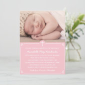 ピンクガールズフォトバプティスマ/《キリスト教》洗礼式や命名式招待状 招待状 (スタンド正面)