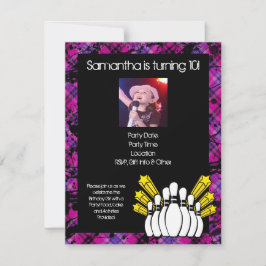 ピンクガールズフォトボーリングパーティの招待状 招待状