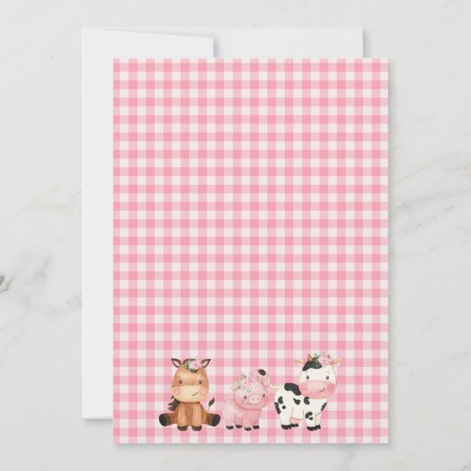 ピンクガールズフローラファーム誕生日サンキューカード 招待状 (裏面)