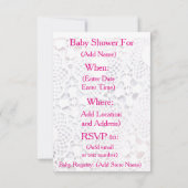 ピンクガールズベビーレースのようシャワー招待状 招待状 (裏面)