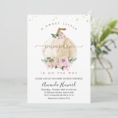 ピンクガールズリトルカボチャフローラベビーシャワー 招待状 (スタンド正面)