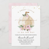 ピンクガールズリトルカボチャフローラベビーシャワー 招待状 (正面/裏面)