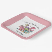 ピンクガールズ恐竜誕生日 ペーパープレート (傾斜あり)