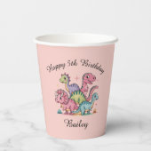 ピンクガールズ恐竜誕生日 紙コップ (裏面)