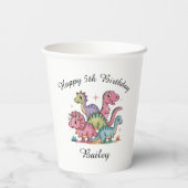 ピンクガールズ恐竜誕生日 紙コップ (裏面)